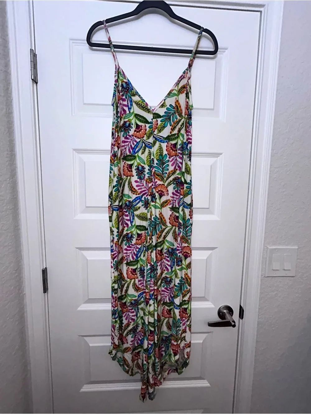 New, Sunshine 79 Polynesian Tropical Floral Print Sleeveless Tulip Jumpsuit